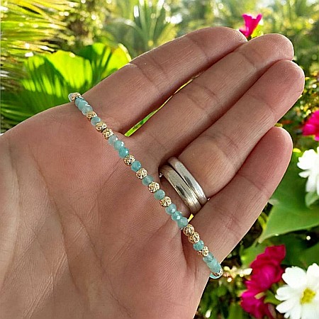 Bratara eleganta dama handmade Nabila cu Amazonit si argint placat cu aur 925 [6]