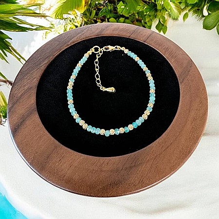 Bratara eleganta dama handmade Nabila cu Amazonit si argint placat cu aur 925 [4]