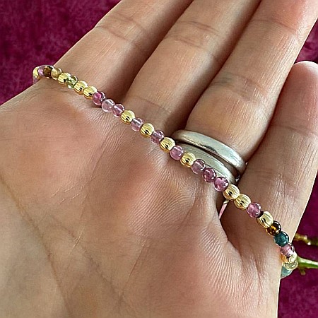 Bratara eleganta dama Jameela din turmalina multicolora Candy cu argint placat cu aur [11]