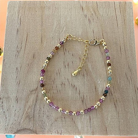 Bratara eleganta dama Jameela din turmalina multicolora Candy cu argint placat cu aur [2]