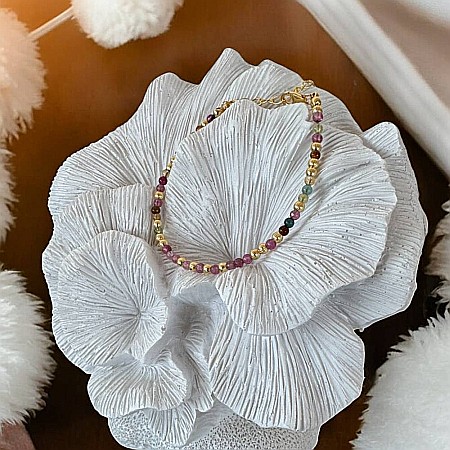 Bratara eleganta dama Jameela din turmalina multicolora Candy cu argint placat cu aur [6]