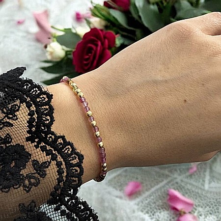 Bratara eleganta dama Jameela din turmalina multicolora Candy cu argint placat cu aur [12]