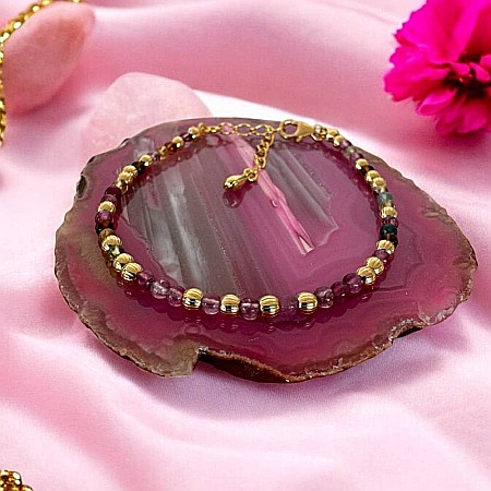 Bratara eleganta dama Jameela din turmalina multicolora Candy cu argint placat cu aur [7]