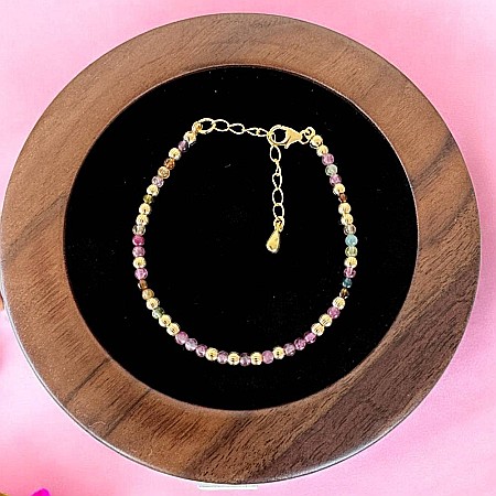 Bratara eleganta dama Jameela din turmalina multicolora Candy cu argint placat cu aur [5]