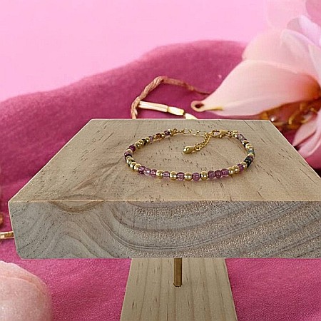 Bratara eleganta dama Jameela din turmalina multicolora Candy cu argint placat cu aur [8]