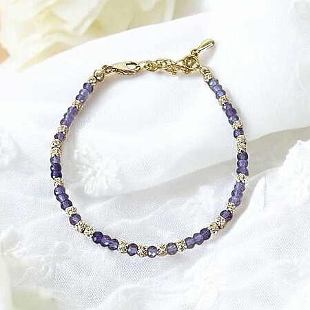 Bratara eleganta dama Nuria din Ametist si bilute de argint placat cu aur 925 [5]