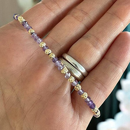 Bratara eleganta dama Nuria din Ametist si bilute de argint placat cu aur 925 [10]