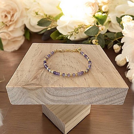 Bratara eleganta dama Nuria din Ametist si bilute de argint placat cu aur 925 [3]