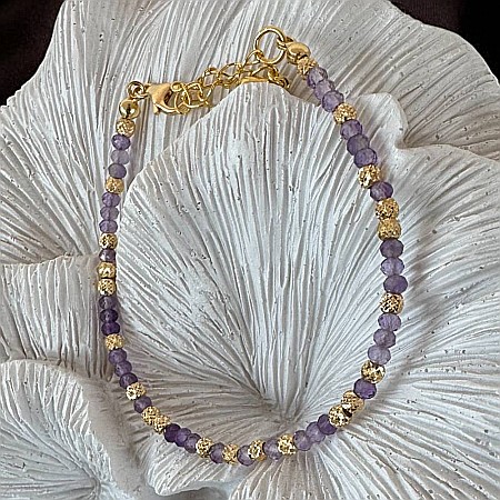 Bratara eleganta dama Nuria din Ametist si bilute de argint placat cu aur 925 [8]