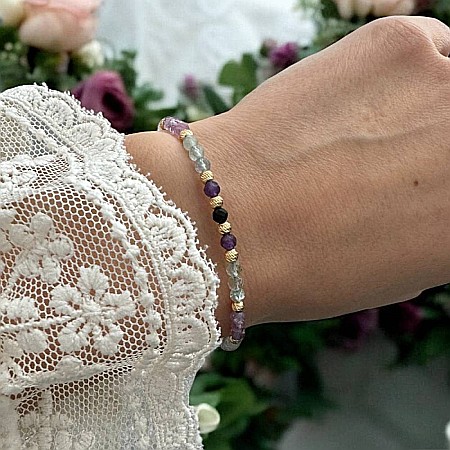 Bratara eleganta dama Salma din fluorit si argint placat cu aur 925 [1]