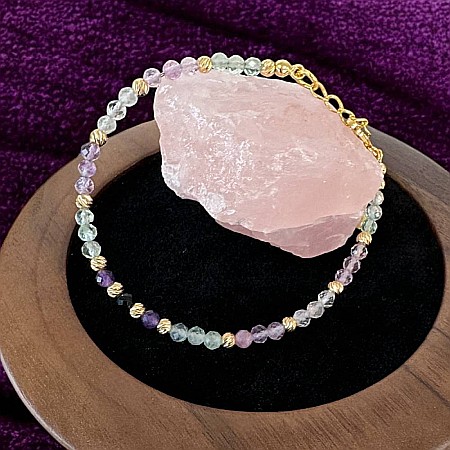 Verde - Bratara eleganta dama Salma din fluorit si argint placat cu aur 925