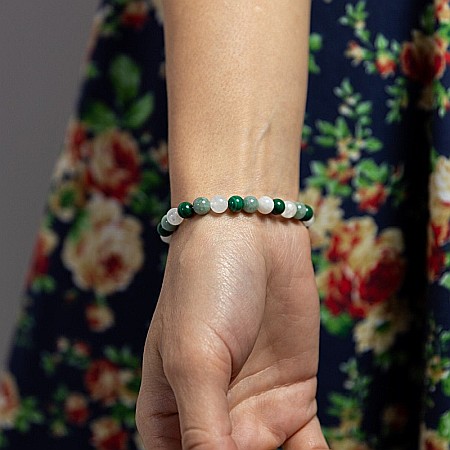 Bratara eleganta fete Mehal, din pietre semipretioase de Malachit, Piatra Lunii si Jad Verde, margele de 6mm [1]