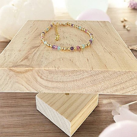 Bratara eleganta handmade dama Imani cu Ametist, Turmalina Roz, Amazonit cu bilute argint placat cu aur 925 [9]