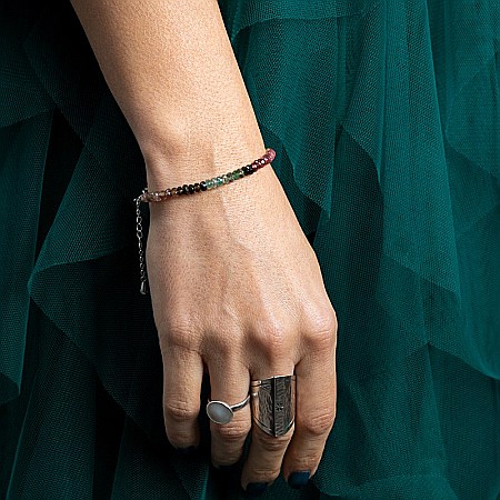 Bratari argint 925 - Bratara Felicity din turmalina multicolora rondele A++, inchidere din Argint 925