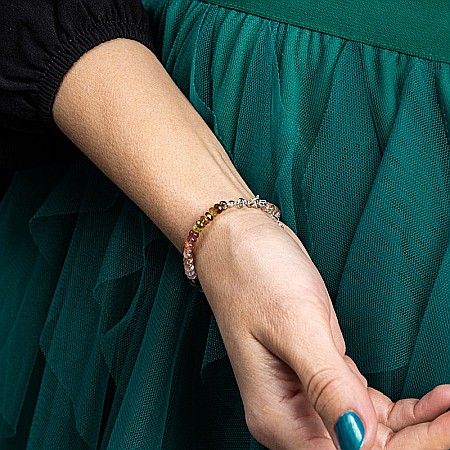 Bratara Felicity din turmalina multicolora rondele A++, inchidere din Argint 925 [9]