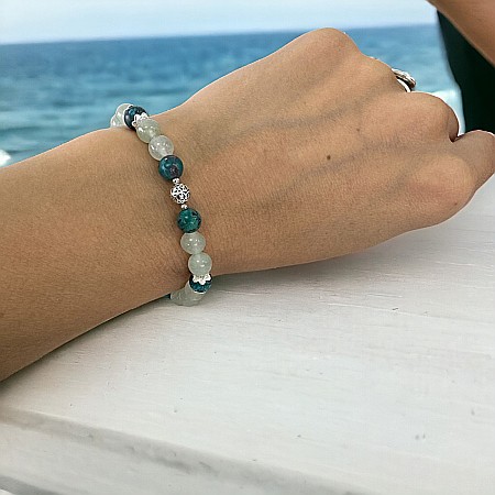 Bratara femei Adria din cristale de Aventurin si Turcoaz American cu accesorii din argint 925 [6]