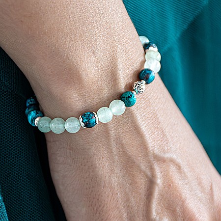 Bratara femei Adria din cristale de Aventurin si Turcoaz American cu accesorii din argint 925 [2]