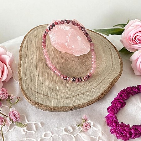 Bratara femei Arabella din Rodonit si Jad Roz cu argint placat roz gold 925 [4]