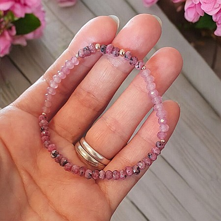 Bratara femei Arabella din Rodonit si Jad Roz cu argint placat roz gold 925 [2]