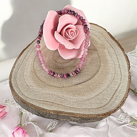 Bratara femei Arabella din Rodonit si Jad Roz cu argint placat roz gold 925 [7]