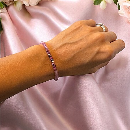 Bijuterii Rodonit - Bratara femei Arabella din Rodonit si Jad Roz cu argint placat roz gold 925