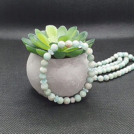 Bratara femei din pietre naturale de Amazonit si rondele de cristal ❤️