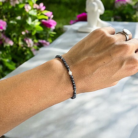 Bijuterii Hematit - Bratara femei Elaine din Hematit cu Titan cu accesorii din Argint 925