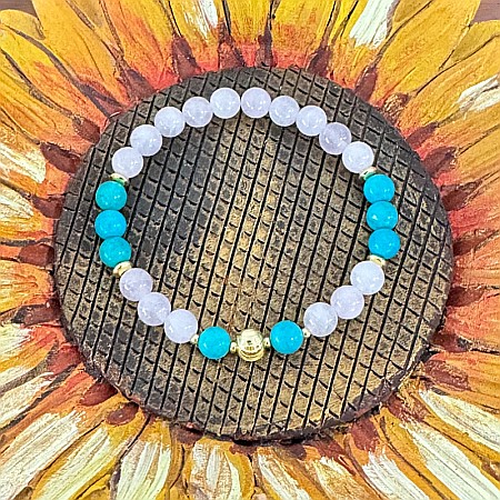 Bratara femei Eliza din Cuart Roz de Madagascar si Turcoaz cu accesorii din argint 925 placat cu Aur [1]