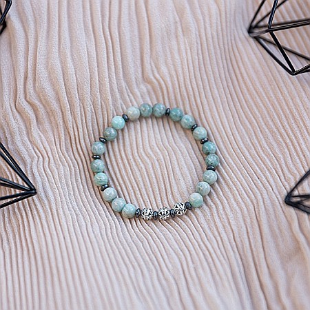 Bratara femei handmade din cristale de Amazonit, Estel, cu sfere de 6mm [5]