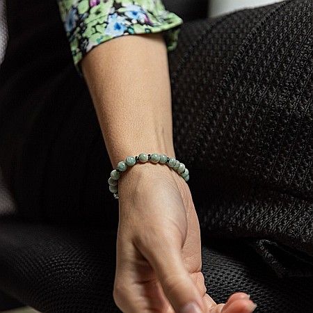 Bratara femei handmade din cristale de Amazonit, Estel, cu sfere de 6mm [4]