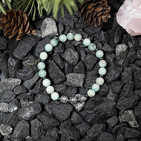 Bratara femei handmade din cristale de Amazonit, Estel, cu sfere de 6mm [1]