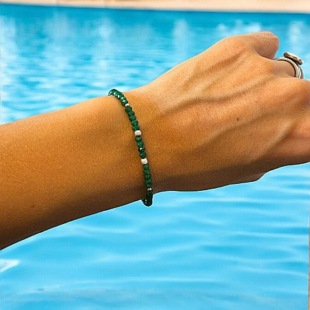 Verde - Bratara femei handmade Narcisa din Jad Verde cu argint 925