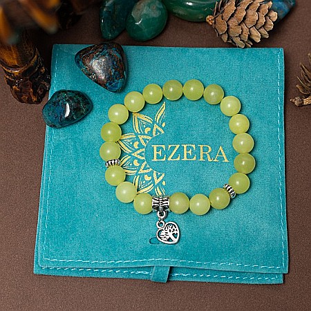 Bratara femei Karen handmade din cristale de Jad Lemon cu charm Inima Copacul Vietii [4]