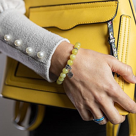 Galben - Bratara femei Karen handmade din cristale de Jad Lemon cu charm Inima Copacul Vietii