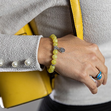 Bratara femei Karen handmade din cristale de Jad Lemon cu charm Inima Copacul Vietii [1]