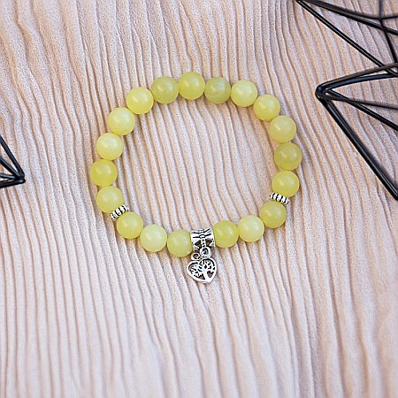 Bratara femei Karen handmade din cristale de Jad Lemon cu charm Inima Copacul Vietii [3]