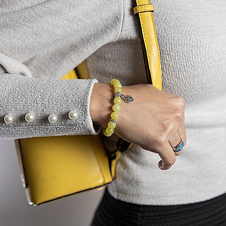 Bratara femei Karen handmade din cristale de Jad Lemon cu charm Inima Copacul Vietii [7]