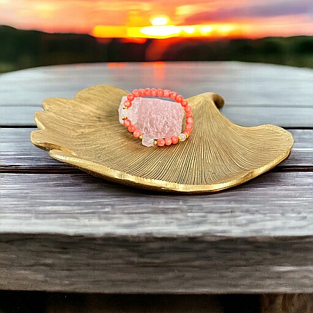 Bratara femei Karissa din margele de coral si cuart roz cu accesorii din argint 925 placat cu aur [10]