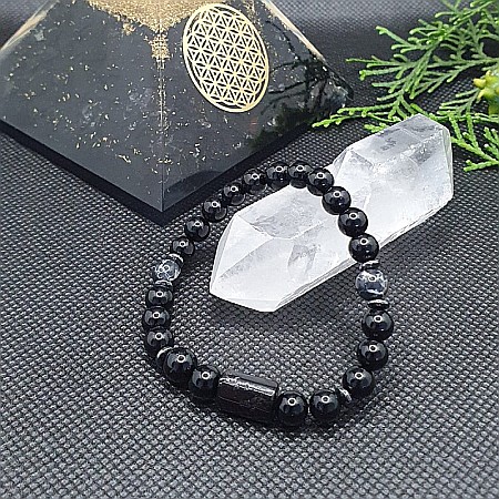 Bratara femei Nalin din piatra de Turmalina si Shell Turquoise Negru, margele de 6mm [1]