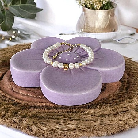 Bratara femei perle de cultura si argint placat cu aur Luana [1]