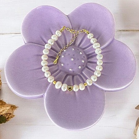 Bratara femei perle de cultura si argint placat cu aur Luana [5]