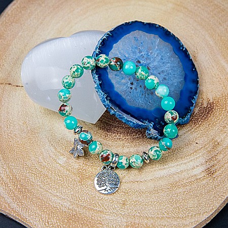 Bratara “FEROZA” din Piatra Jasp cu Accesoriu Copacul Vietii [3]