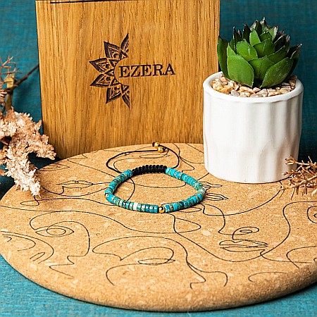 Bratara fete cu snur din Sediment Marin Jasp Turcoaz, Ina [7]