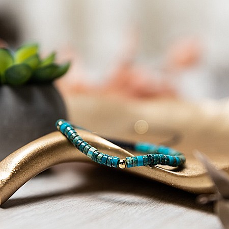 Bratara fete cu snur din Sediment Marin Jasp Turcoaz, Ina [6]