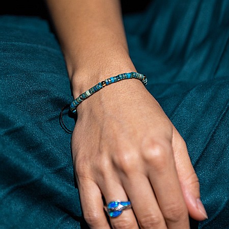 Bijuterii Jasp - Bratara fete cu snur din Sediment Marin Jasp Turcoaz, Ina