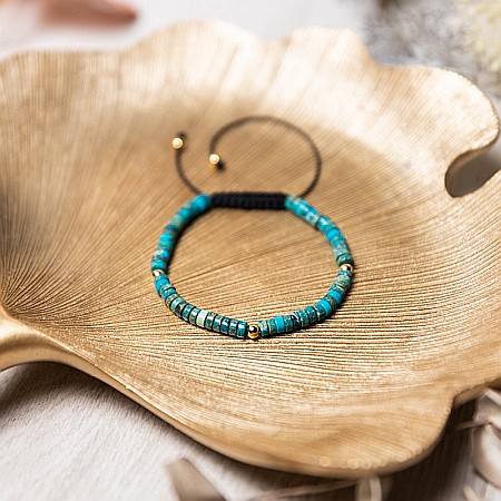Bratara fete cu snur din Sediment Marin Jasp Turcoaz, Ina [1]