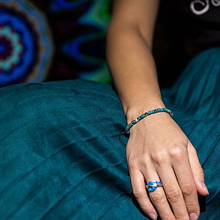 Bratara fete cu snur din Sediment Marin Jasp Turcoaz, Ina [2]