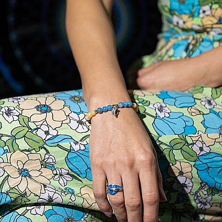 Bratara fete din cristale de Jad si charm scoica, Hirani, margele de 6mm [5]