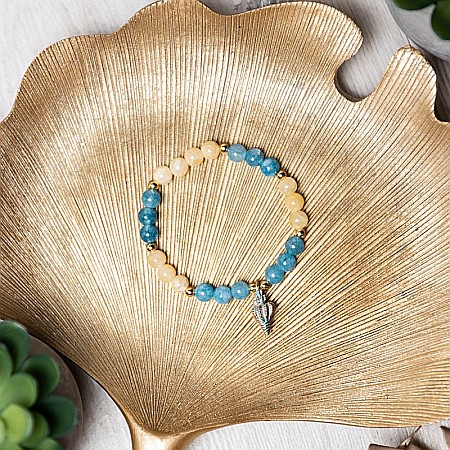 Bratara fete din cristale de Jad si charm scoica, Hirani, margele de 6mm [4]