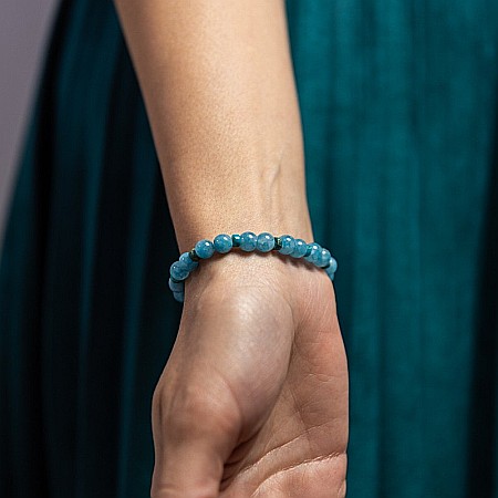 Bratara fete din pietre semipretioase de Jad Albastru si Distantiere Turcoaz, Gizel, margele de 6mm [5]
